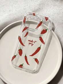 Chili Print Transparent Phone Case Compatible With Apple 13/11/12/16/14/15/15 Pro/15 Plus/15 Pro Max/7 Plus/8 Plus/X/XS Max/XR/11 Pro/12 Pro/13 Pro/14 Pro/12 Mini/13 Mini/11 Pro Max/12 Pro Max/13 Pro Max/14 Pro Max/14 Plus/6/6S/6 Plus/7/8/16 Pro/16 Plus/16 Pro Max/SE & Compatible With Samsung Galaxy A54/A14/A12/A13/A15/A32/A33/A24/A52S/S20/S21/S22/S23/S24/S23 Plus/S24 Ultra/S25/A15/A33/A23 - Multicolor - View 3