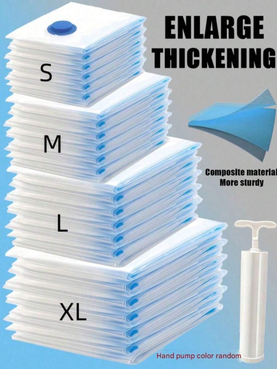 5/8 件套加厚真空密封袋和压缩袋，大容量便携式旅行收纳袋，可重复使用真空袋，可折叠整理袋，印花行李袋