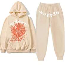 SP5DER Letter Print Unisex Two-Piece Set Hoodie Printed Sweatshirt Letter Sports Casual Jogger Pants Long Pants - Phong cách - Xem 2