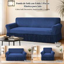 3 Piezas Funda Elástica con Falda para Sofá de 1/2/3 Plazas,Cubre Sillones para Sala,Tela Resistente y Duradera,Decoración para Sala,Protector de Sofá Contra Manchas y Desgaste Impermeable para Hogar/Oficina/Departamento - Multicolor - Ver 8