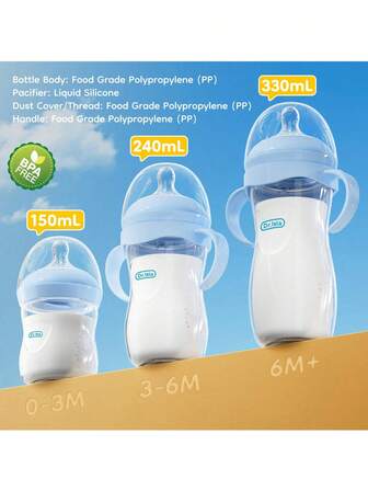 Letter Print Simple Transparent Baby Bottle, 11oz/5oz