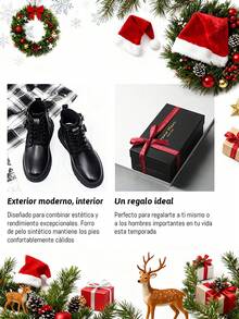 Botas casuales de caña alta para hombres, zapatos de moda, botas de trabajo, zapatos deportivos, zapatos de viaje, botas de tobillo de punta redonda, estilo occidental,con diseño de cremallera lateral que facilita la colocación,adecuados para eventos deportivos,vacaciones,viajar, otoño/invierno - Negro - Ver 10