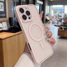 Hadaasi 1pc Pink Transparent Magnetic Protective Phone Case, Compatible With IPhone 17 Pro Max, 16, 15, 14, 13, 12, 11 Pro, Plus, Max, Mini, 16e, 7P, X, XR, XsMax, Shock-Proof