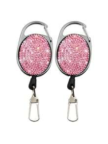 镶钻伸缩钥匙扣，闪亮配饰，轻松拉动，360°旋转，带腰带/登山扣，内置尼龙绳，钥匙圈，纽扣，工具取出器，创意登山扣钥匙扣，防摔防盗尼龙绳锁，户外攀岩登山扣吊坠，可挂在钥匙、名片、手机挂绳、背包上，母亲节礼物，生日纪念品 - 彩色 - 查看 15