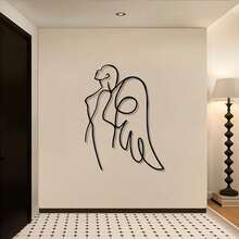 CIFbuy 1 件复古天使翅膀墙饰，女士专属 - 大型金属墙饰，圣诞家居装饰，适用于客厅、卧室、玄关 - 独特的现代线条艺术设计。适合房间装饰、墙面装饰、家居装饰、浴室装饰、咖啡吧必备品、墙面艺术、婚礼装饰。 - 彩色 - 查看 2