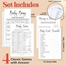 41pcs, Shower Games - Shower Riddles Shower Word Puzzles Floral Shower Activities 20 Guest Riddles Mom Or Dad Shower Decoration Games, Double-Sided Printing With Answer Cards - White - View 2