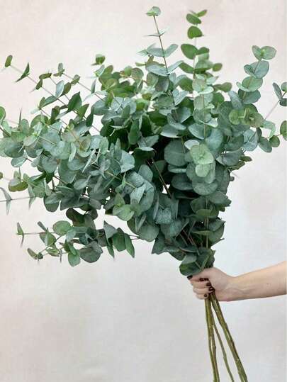 5pcs/3pcs/1pc 23.6 Inch Artificial Eucalyptus Branches, Realistic Touch, Green Fake Foliage Stems, Bulk Faux Plants For Wedding Bouquets, Vase Fillers, Home Decor, Office Farmhouse Style, Valentine's Day, Birthday, Graduation