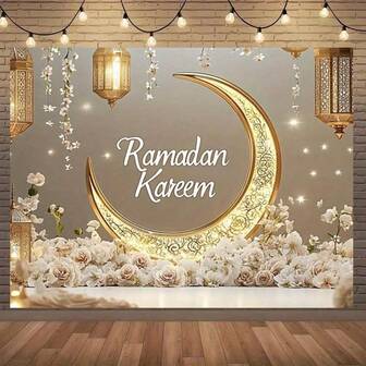 1pc Ramadan Kareem Polyester Backdrop Cloth - Versatile Eid Al Fitr Decor For Weddings, Birthdays, Bachelor Parties & More - Indoor/Outdoor Use, No Electricity Needed, Photography Background | Ramadan Theme | Durable Backdrop, Islamic Home Decor