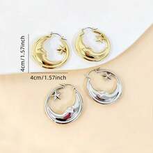 夸张的Y2K风格月亮星星镂空耳环，时尚耳环饰品 - 耳掛 - 查看 3