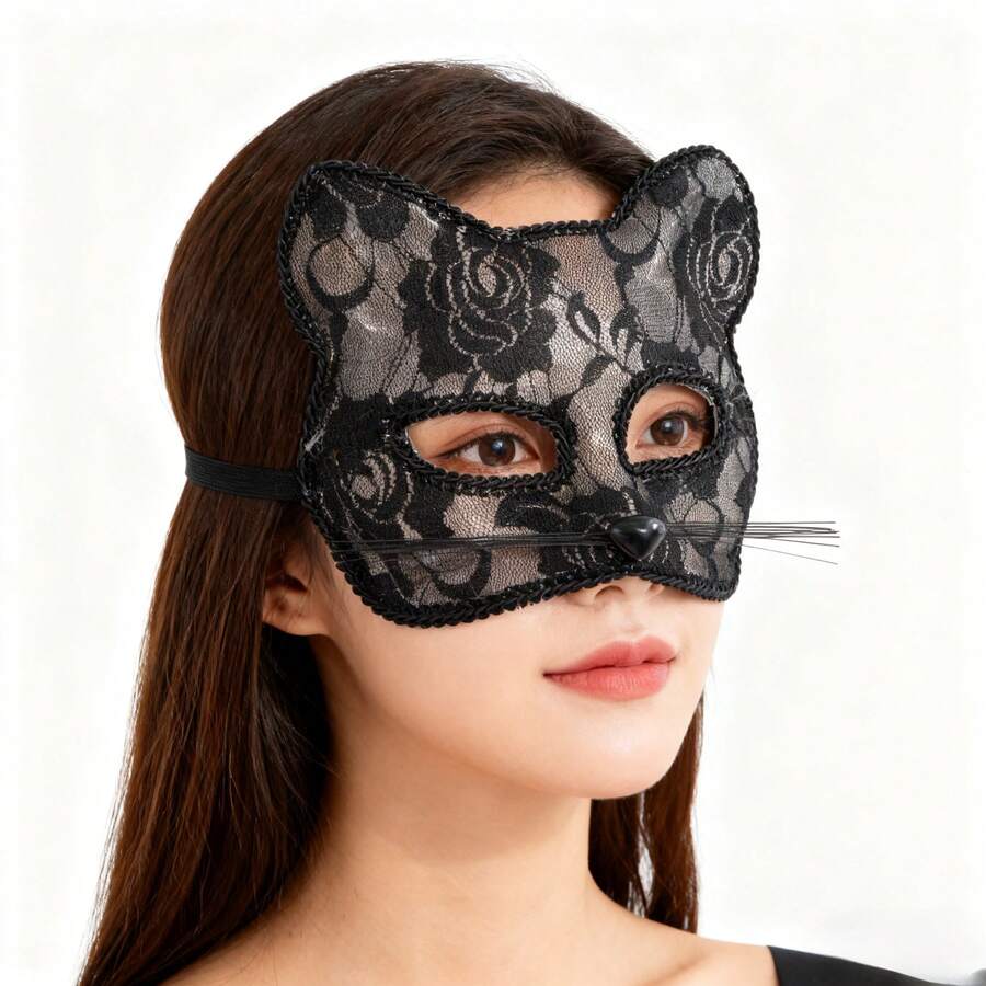 1pc Sexy Cat Mask, Suitable For Couples Intimate Role Play On Valentine's Day