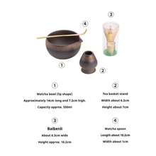 Bộ 2 trong 1 cà phê & matcha (1/4 món), bộ trà matcha, bát trà matcha bằng gốm Nhật Bản mới, kiểu dáng cổ điển đích thực, bao gồm muỗng múc matcha, giá đựng phới lồng, giá để hộp trà, hộp quà tặng, thích hợp làm quà tặng và quà ngày lễ. - 4 chiếc họa tiết sóng - Xem 3