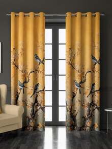 Mustard Yellow Chinoiserie Curtains, Victorian Bird And Floral DR1apes For Living Room – S1oft VeL1Vet Panel, Custom Window TreatM1ent700g Double Panel Door Curtain Suitable For All Rooms, Whether Bedroom Or Living Roomhighquality Heavy Fabric Suitable For All SeaS1ons,Sturdy To The Touch But Built To LastInsulatingtopS1 Home Fall In For Home VaC1Ation In Home Halloween DE1cor - trắng - Xem 1