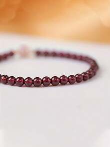 1件石榴石串珠手链，搭配草莓石英 - DIY女士手链礼物