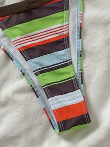 Bộ bikini 2 mảnh màu trơn, kiểu dáng giản dị, thanh lịch, gợi cảm, buộc dây, đính hạt ngọc trai, thích hợp mặc đi biển, nghỉ dưỡng, du lịch mùa xuân/hè. - Nhiều màu - Xem 6