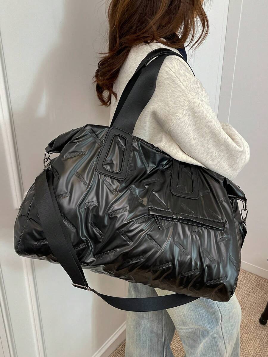 Dedoo 1个纯色涤纶手提袋，拉链封口，大容量旅行健身包，时尚简约设计，适合返校、旅行、健身、露营、邮轮、徒步等多种场合，是夏季返校旅行必备的行李袋、旅行包、过夜包、旅行收纳包、邮轮度假必备品、男女旅行必备品、假日必备品、旅行必备品。