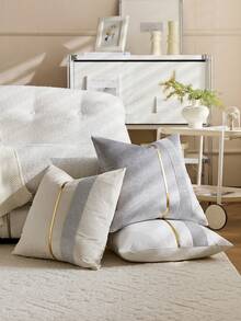 1 件装天鹅绒抱枕套，靠垫套，装饰沙发套，奢华现代拼布抱枕套，适用于客厅、卧室沙发 - 米色 - 查看 6