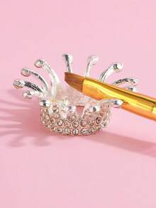 爆款银色皇冠水钻美甲刷架 - 高级美甲收纳架，饰有钻石点缀，适用于美甲沙龙和DIY收纳 - 銀色 - 查看 8