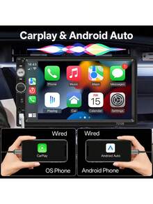 1Din Car Radio Carplay Andriod Auto Stereo Multimedia 7" Universal MP5 Player Mirrorlink FM USB BT TF Card AUX Input - 7011-d - View 2