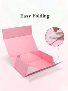 1pc Pink Gift Box, Magnetic Gift Boxes, Magnetic Closure Rectangular Collapsible Gift Box With Lid, Magnetic Gift Box For Proposals, Weddings, Bachelorette Parties, Christmas, Halloween, Birthday Gift Wrapping - Multicolor - View 3