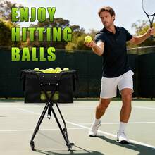 Tennis Ball Hopper Cart With 4 Wheels,Foldable Large Capacity Pickleball & Tennis Ball Collector For Court Training, Coaching - Black - View 7