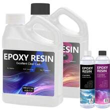 1000ml/500ml/240ml 环氧树脂套装，晶莹剔透，不泛黄，无气泡，自流平，易于倾倒和混合，1:1 比例，适用于 DIY 首饰制作、透明工艺品、模具、河流桌等。