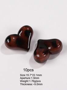 10 hạt cườm hình trái tim nhiều màu sắc họa tiết da báo cổ điển bằng Acrylic kích thước 22,1*15,7mm dùng để làm vòng tay, vòng cổ, dây buộc tóc, hoa tai, móc khóa, móc khóa túi xách, phụ kiện trang sức tự làm - Trái tim họa tiết da báo Acrylic - Xem 6