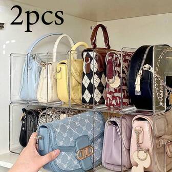 2 piezas Estantes de almacenamiento de acrílico transparente para gabinete, baño, oficina - Organizador compacto ahorra espacio, efectivo para organizar el hogar, dormitorio, área de trabajo, para bolsos, zapatos y accesorios