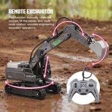 1pc Remote Control Excavator, Alloy Boom, Crawler All-Terrain Drive Mechanical Arm, Realistic Construction Vehicle, Children's Toy Model. Includes 3.7V 500mAh Lithium Battery, Remote Control Requires 1.5V*2 AA Batteries (Not Included) - Grey - View 3