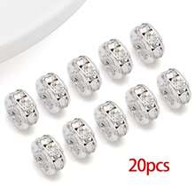 20pcs Real 18K Gold Plated Clear Crystal Rhinestone Beads Straight Flange Beads Golden Flat Round Rhinestone Bead Rondelle Crystal Metal Bead For DIY Jewelry Making - Multicolor - View 17