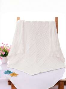 1件装婴儿纱布襁褓毯，婴儿车防风罩，新生儿包巾（男女宝宝通用），中性婴儿纱布襁褓，婴儿房床上用品，婴儿浴巾被轻薄毯 - 白色 - 查看 8