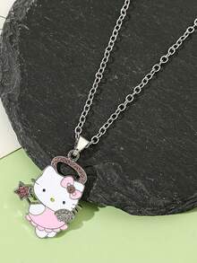 两件套，项链+手链，可爱卡通Hello Kitty首饰套装，锌合金手链镶嵌闪亮水晶，时尚配饰，包含项链和手链，适合日常佩戴和送礼，情人节完美之选。