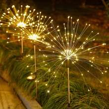 1pc 90/120/150 LED Solar Powered Firework Lights, Suitable For Outdoor, Garden, Patio, Wedding, Proposal, Lawn Path, Camping, Holiday, Park, Picnic, Party Decoration [Solar Powered]