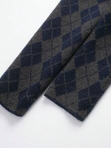 DEEKA 秋冬新款女装时尚休闲菱格纹飞行员夹克针织短外套 - 灰藍 - 查看 8