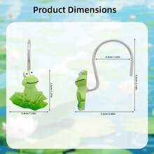 12Pcs Adorable Green Frogs, Natural Decorative Shower Curtain Hooks, Sturdy . Perfect Personalized Choice For Secret Santa Gifts, Holiday Hostess Gifts, Or Festive Presents. Perfectly Complements Christmas Home Decor, Bedroom Accents, Entryway Storage, Living Room Holiday Arrangements, And Closet Organization. - Multicolor - View 6