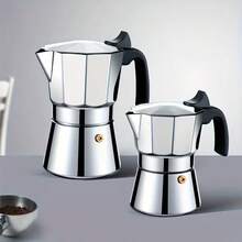 304 Stainless Steel Italian Espresso Machine, Camping Coffee Equipment, Vintage Coffee Pot, Outdoor Coffee Brewing Equipment - Silver - View 6