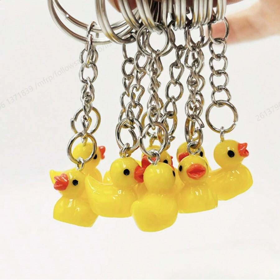 50/20/10pcs Mini Yellow Duck Keychain Set - Cute Rubber Ducky Bag Charms For Keys, Backpacks, Phone Straps | Adorable Bulk Party Favors, Goodie Bag Fillers For Birthdays, Wedding Decor. - Multicolor - View 1