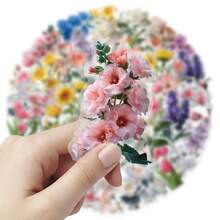 50 miếng dán PVC trong suốt họa tiết hoa có thể tái sử dụng, miếng dán sáng tạo tự làm để trang trí ốp lưng điện thoại, cốc, tủ lạnh, hành lý - Nhiều màu - Xem 2