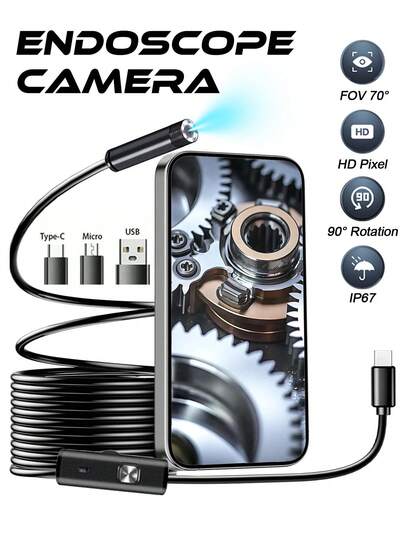 高分辨率USB内窥镜摄像头 - 5米，内窥镜摄像头，汽车检测/工业内窥镜摄像头，5毫米安卓Type-C USB接口，内窥镜可调，汽车配件