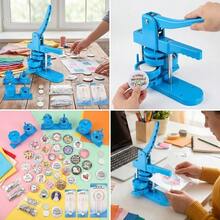 DIY Pin Button Maker Machine 25mm/32mm/58mm Badge Punch Press With 300pcs Button Parts (Green) - Azul - Ver 1