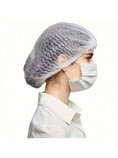 100pcs Disposable Chef Hats, Elastic Breathable Comfortable Chef Caps With Mesh Back, Dust-Proof Head Cover For Cooking And Food Preparation, Thickened Breathable Disposable Chef Hats