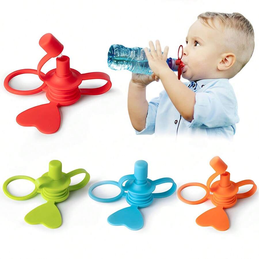 1 Piece Baby Bottle Top Spout,No Spill Silicone Baby Water Bottles Cap Adapter Replacement For Toddlers Kids,Protect Kids Mouth - Multicolor - View 1