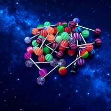 20/30/50个/包 1.6*16*6毫米 彩色舌钉，不锈钢杆配亚克力元素，人体穿刺饰品 - 彩色 - 查看 3