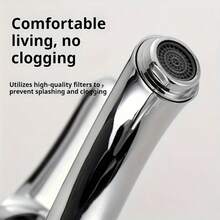 1件套浴室黑色冷热水混合水龙头，适用于盥洗台、厨房台面安装式浴室水槽，浴室水龙头，浴室配件，浴室工具 - 銀色 - 查看 10