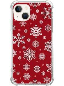 Funda de teléfono con patrón de copos de nieve de Navidad compatible con 13, funda roja de copo de nieve cayendo para chicas, mujeres y hombres, funda protectora de TPU para 13, funda de teléfono creativa de dibujos animados, a prueba de golpes y resistente a caídas, protección completa, adecuada para 17/17ProMax/iPhone16/16Plus/16Pro/16ProMax, iPhone15/15Plus/15Pro/15ProMax, iPhone14/14Plus/14Pro/14ProMax, iPhone13/13Pro/13ProMax, regalo perfecto para novia, novio, Día de San Valentín, Navidad - transparente - Ver 1