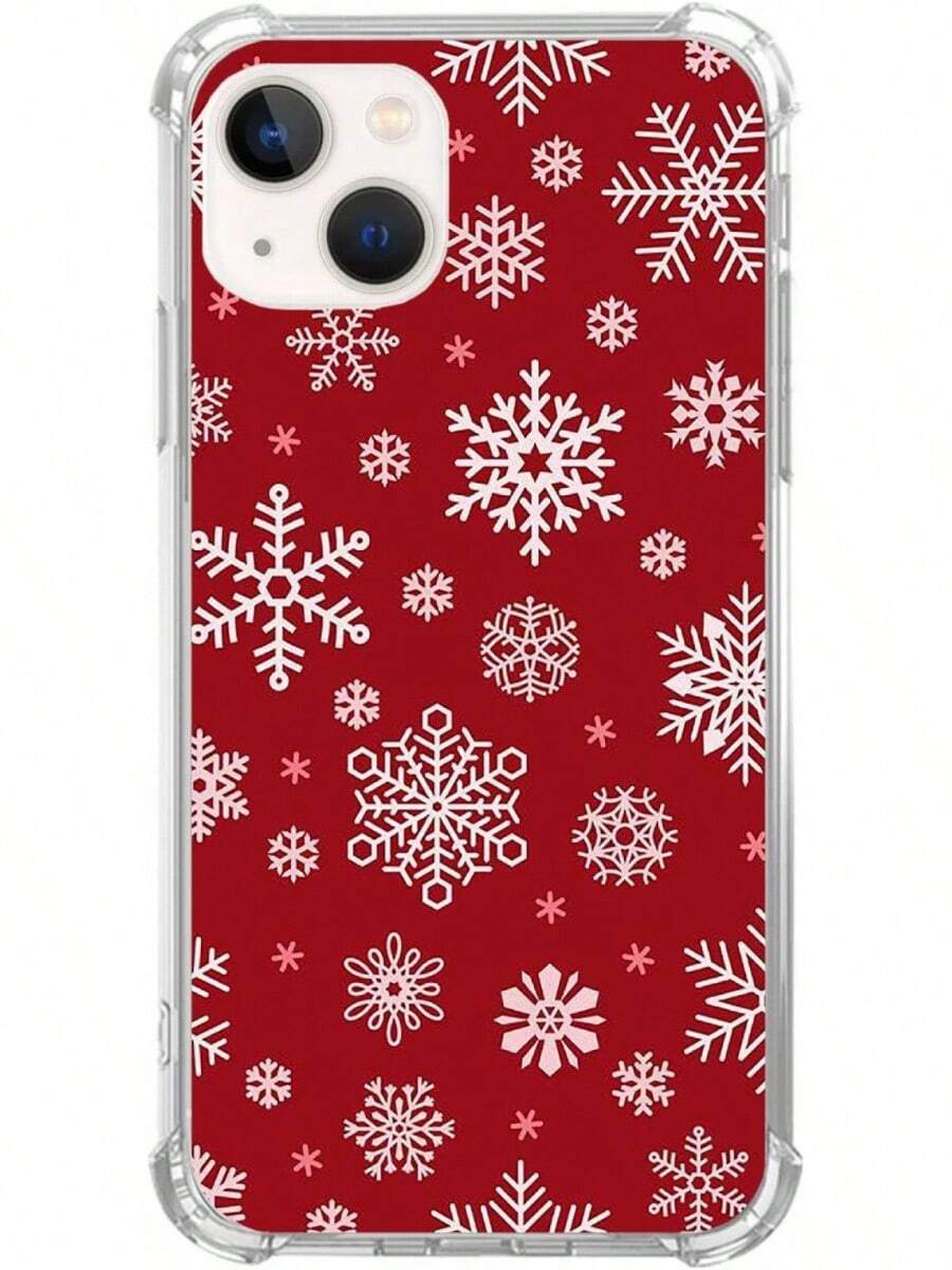 Funda de teléfono con patrón de copos de nieve de Navidad compatible con 13, funda roja de copo de nieve cayendo para chicas, mujeres y hombres, funda protectora de TPU para 13, funda de teléfono creativa de dibujos animados, a prueba de golpes y resistente a caídas, protección completa, adecuada para 17/17ProMax/iPhone16/16Plus/16Pro/16ProMax, iPhone15/15Plus/15Pro/15ProMax, iPhone14/14Plus/14Pro/14ProMax, iPhone13/13Pro/13ProMax, regalo perfecto para novia, novio, Día de San Valentín, Navidad - transparente - Ver 1