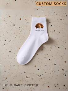 1 Pair Custom Photo Mid-Calf Socks, Customized Socks With Photos And Text, Couple Socks, Customized Photo Socks, Customized Printed Socks, Personalized Funny Face Socks, Customized Picture Socks - Multicolor - View 8