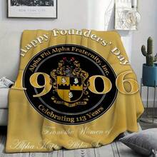 1pc Alpha Phi Alpha Founders' Day Flannel Blanket - Flannel, Suitable For All Seasons, Soft, Special For Sofa, Bed, And Travel Camping, Perfect Gift - 彩色 - 查看 1