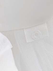 Baby Girls V-Neck Bow Ruffle Mesh Cute Wedding Dress, Suitable For Birthday Party, Excluding Headband - White - View 10