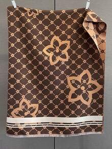 1pc Elegant Floral Pattern Jacquard Faux Cashmere Warm Scarf/Wrap, Fashion Versatile Air Conditioning Shawl For Women, Suitable For Daily Matching And Decoration, Autumn/Winter