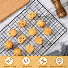 6/3/1 Pc Cooling Rack Set, For Cooking And Baking Oven, Grid Line Design, Heavy Duty Carbon Steel Non-Stick Baking Rack For Roasting, Cooking, Grilling, Drying